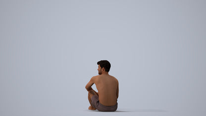 realistic 3D human man pool, archviz people FBX OBJ for Blender, three-quarter view render