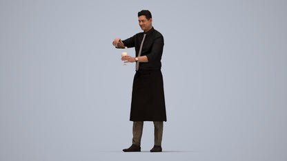 3D scanned man hospitality, photorealistic archviz people for Enscape and SketchUp, top-down view render