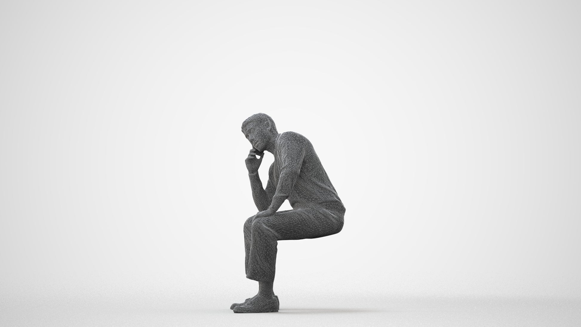 3D scanned man sitting casual, photorealistic archviz people for Enscape and SketchUp, square thumbnail