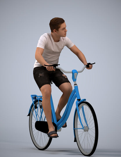 photogrammetry 3D boy casual cycling, realistic human model archviz FBX