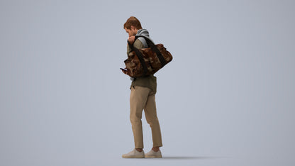 realistic 3D people man casual walking, render-ready for V-Ray and Corona, FBX OBJ, three-quarter view render