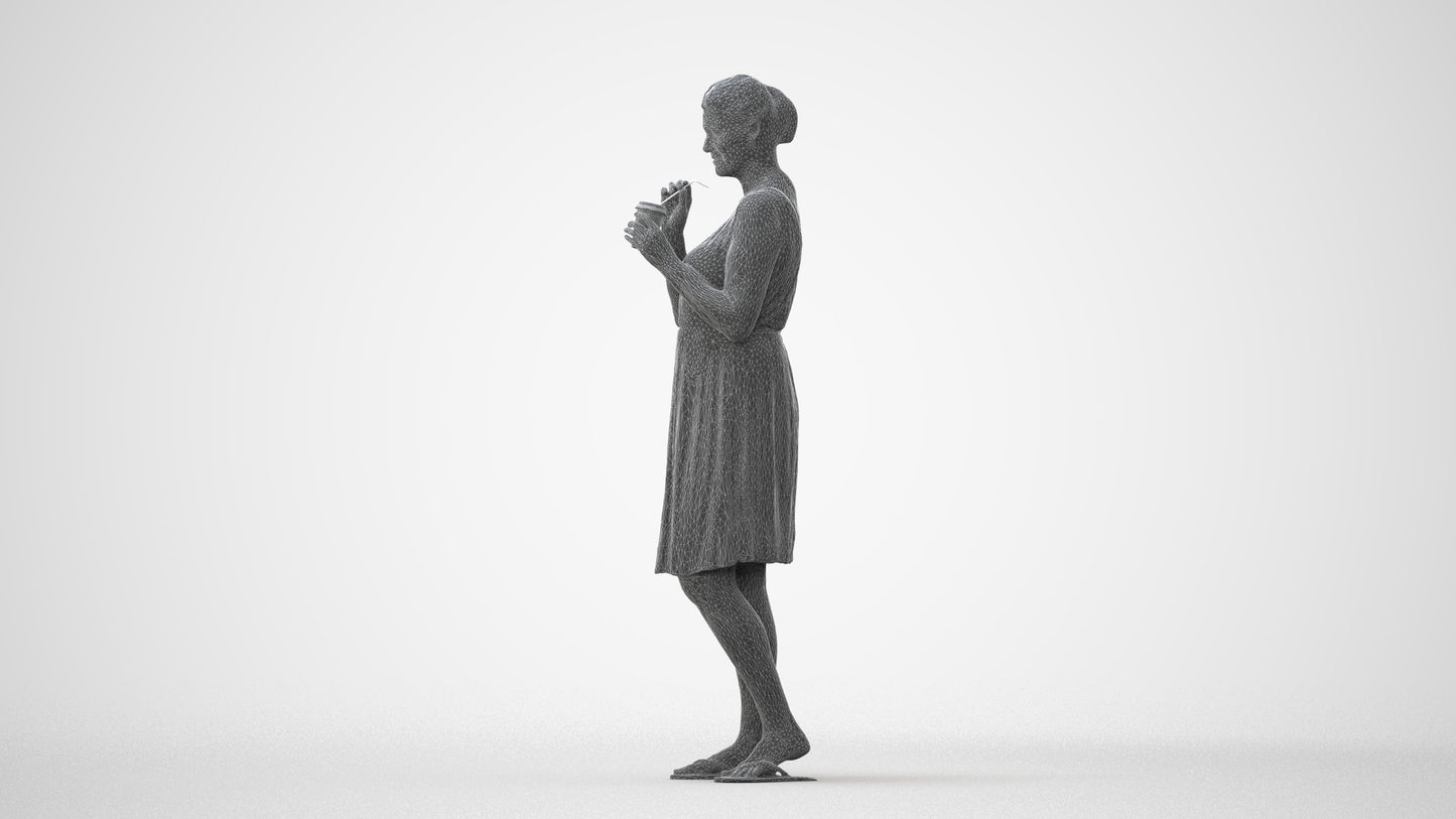 3D people model woman casual standing, scanned human for 3ds Max rendering, square thumbnail