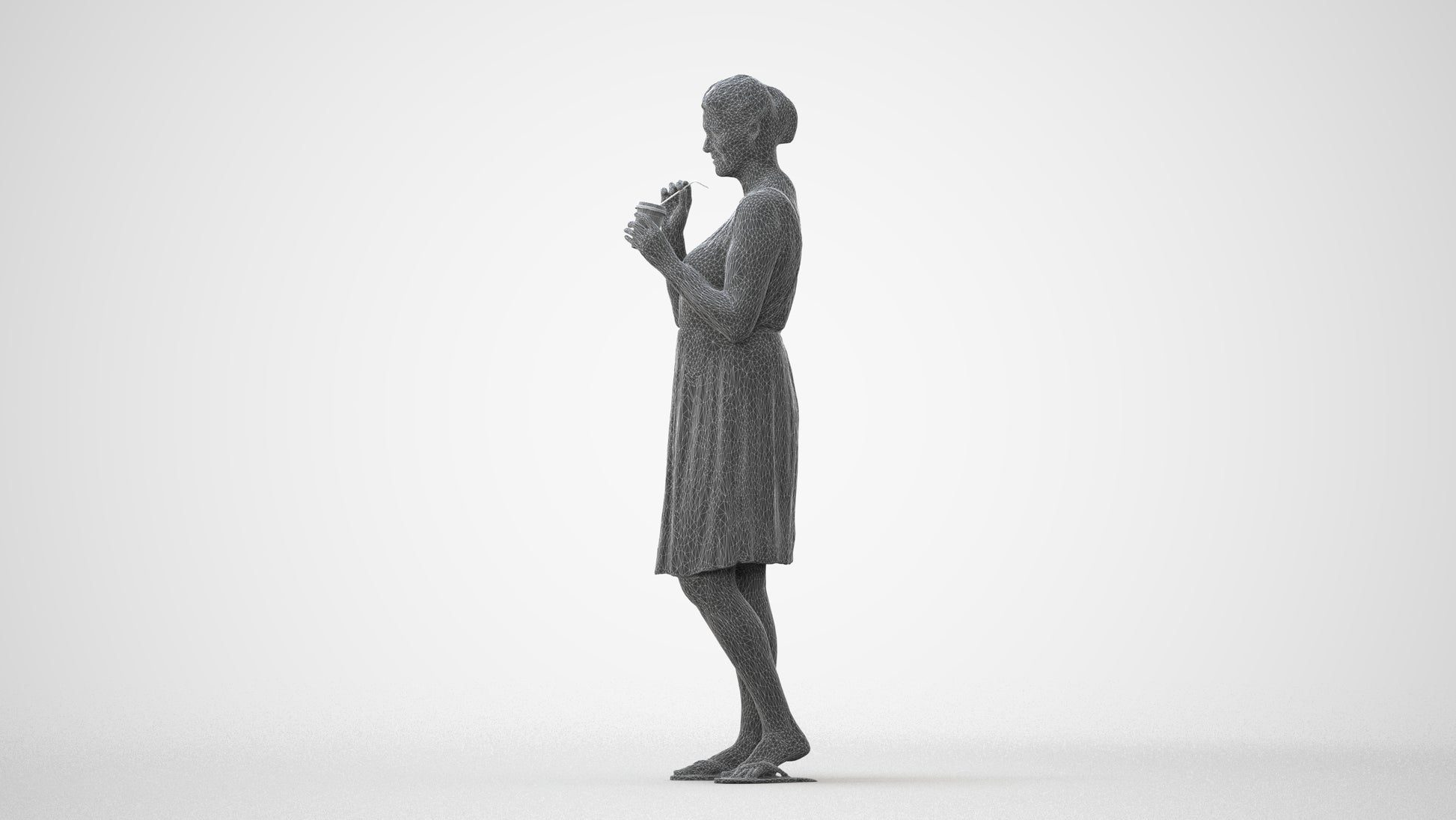 3D people model woman casual standing, scanned human for 3ds Max rendering, square thumbnail