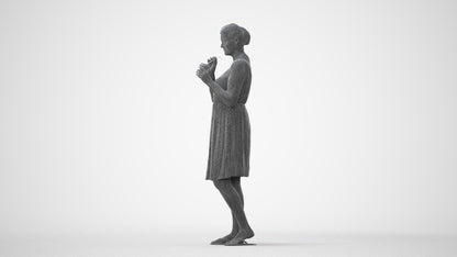 3D people model woman casual standing, scanned human for 3ds Max rendering, square thumbnail