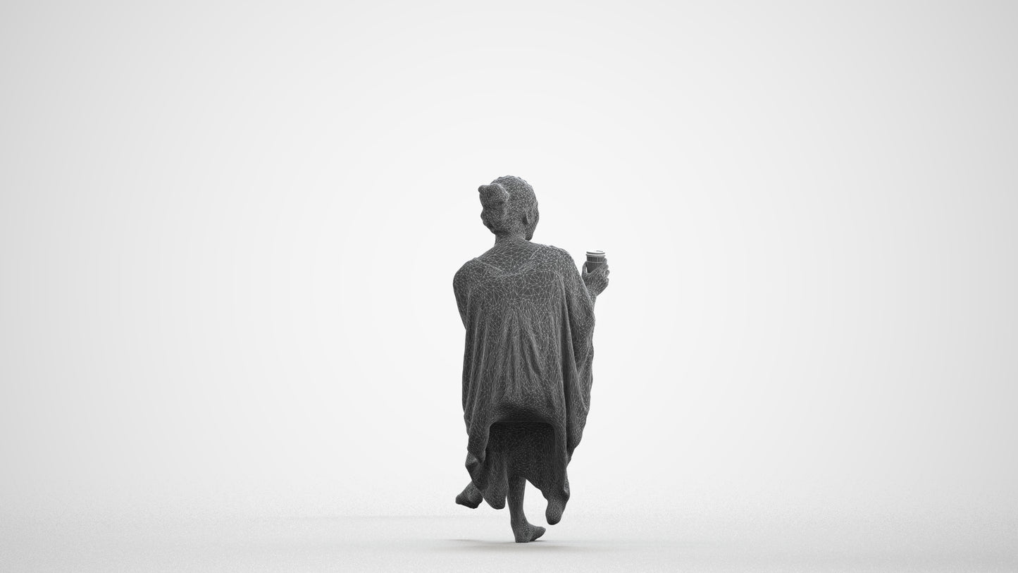 realistic 3D people woman casual pool, render-ready for V-Ray and Corona, FBX OBJ, wireframe front view