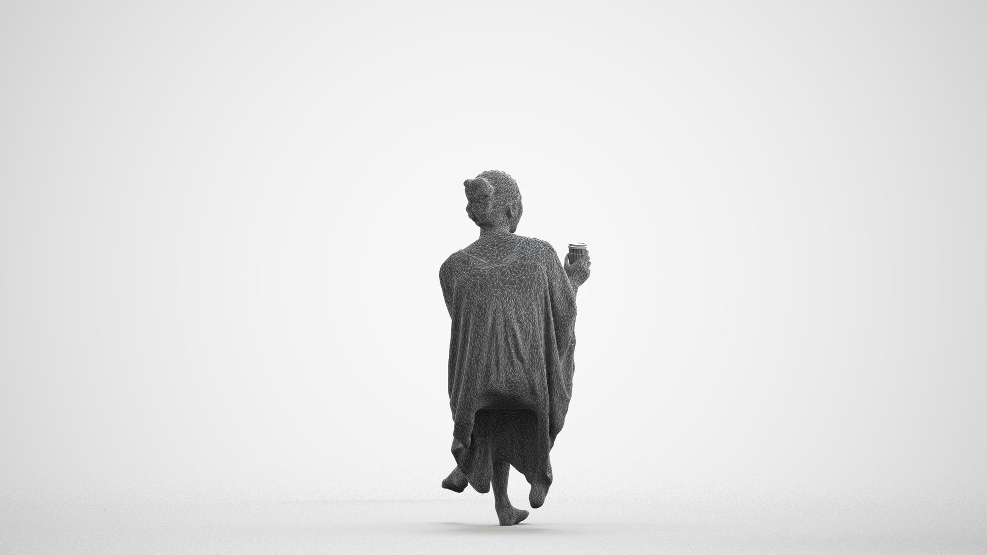 realistic 3D people woman casual pool, render-ready for V-Ray and Corona, FBX OBJ, wireframe front view