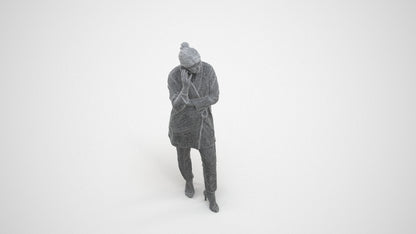 realistic 3D people woman business standing, render-ready for V-Ray and Corona, FBX OBJ, wireframe three-quarter view
