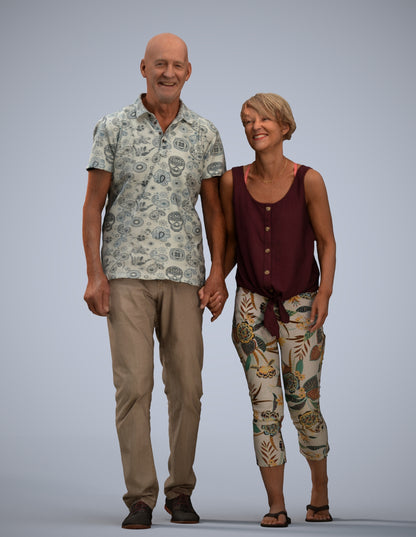 photogrammetry 3D senior woman couple, realistic human model archviz FBX