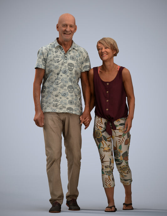 photogrammetry 3D senior woman couple, realistic human model archviz FBX