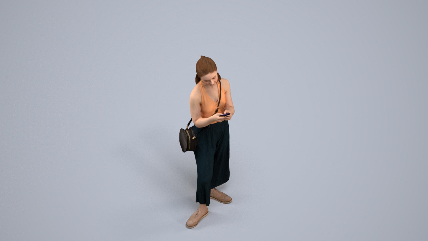 realistic 3D people girl casual kids, render-ready for V-Ray and Corona, FBX OBJ, back view render