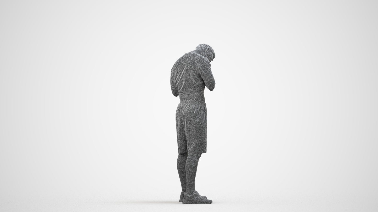 realistic 3D people man sport, render-ready for V-Ray and Corona, FBX OBJ, wireframe side view