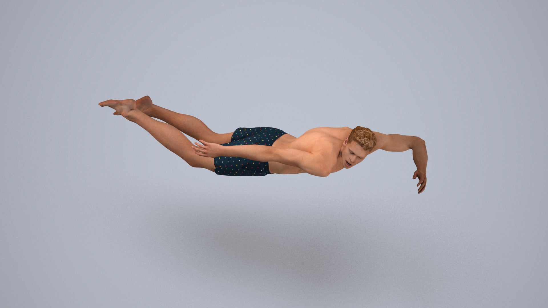 realistic 3D people man sport pool, render-ready for V-Ray and Corona, FBX OBJ, back view render