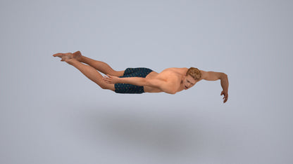 realistic 3D people man sport pool, render-ready for V-Ray and Corona, FBX OBJ, back view render