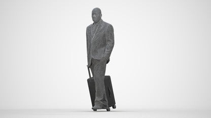 photogrammetry 3D man business, realistic human model archviz FBX, wireframe back view