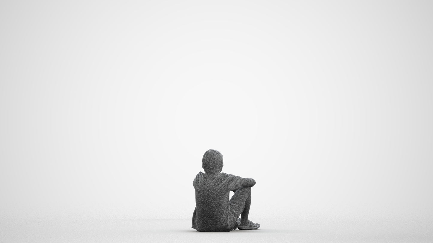 photogrammetry 3D boy kids, realistic human model archviz FBX, wireframe front view