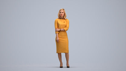 realistic 3D human woman business standing, archviz people FBX OBJ for Blender, standing pose render