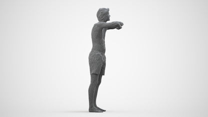realistic 3D man pool, scanned archviz people for Blender and 3ds Max, wireframe side view