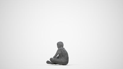 3D human model boy casual kids, photogrammetry scanned person for archviz, wireframe back view