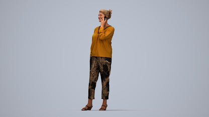 3D people model woman casual standing, scanned human for 3ds Max rendering, top-down view render