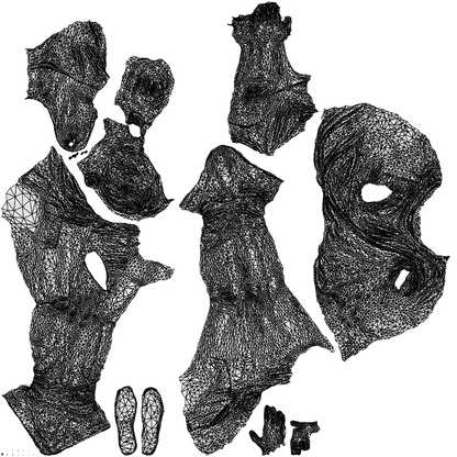 realistic 3D man casual sitting, scanned archviz people for Blender and 3ds Max, wireframe top-down view