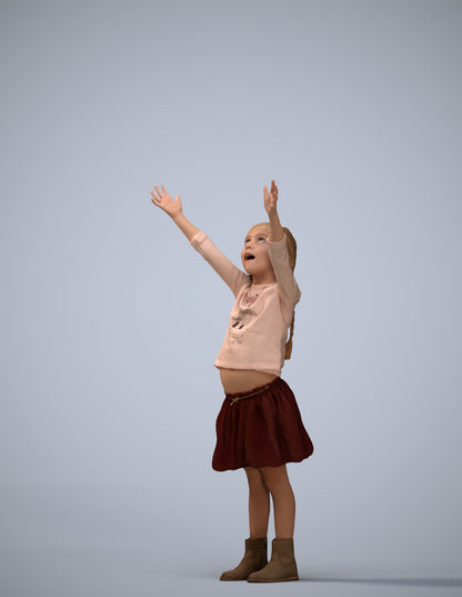 3D scanned girl kids casual, photorealistic archviz people for Enscape and SketchUp