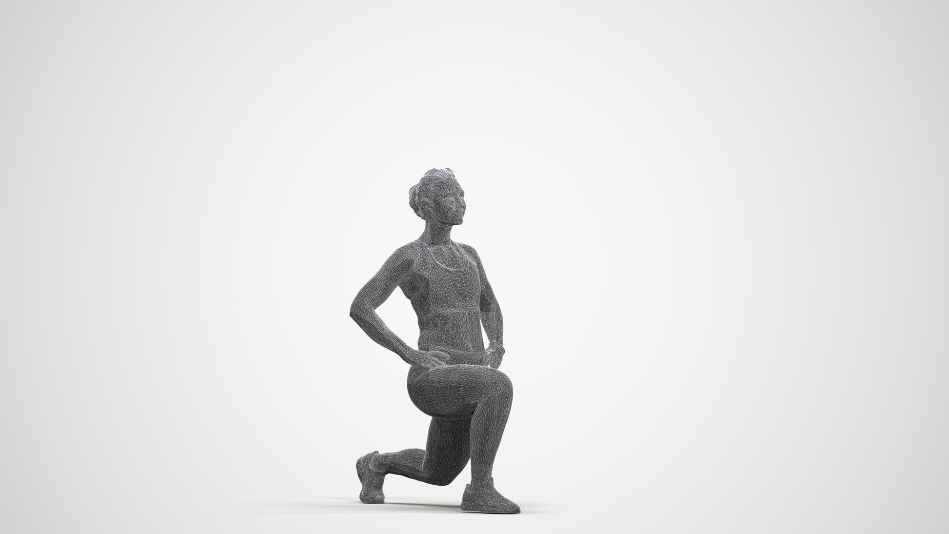 realistic 3D human woman sport, archviz people FBX OBJ for Blender, three-quarter front view render