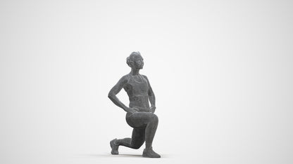 realistic 3D human woman sport, archviz people FBX OBJ for Blender, three-quarter front view render