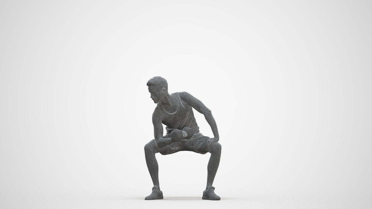 realistic 3D human man sport, archviz people FBX OBJ for Blender, three-quarter front view render