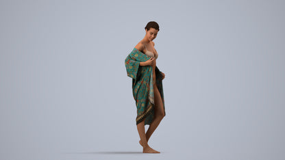 photogrammetry 3D woman bathroom, realistic human model archviz FBX, side view render