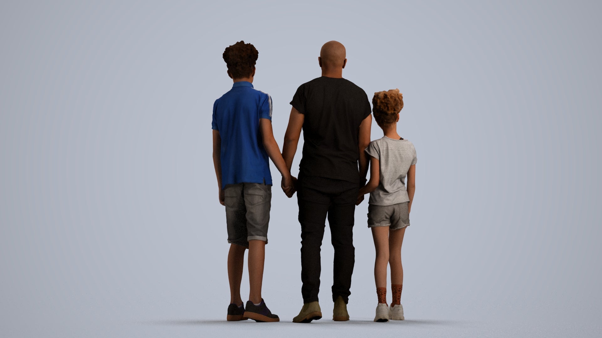 realistic 3D human girl casual kids, archviz people FBX OBJ for Blender, front view render