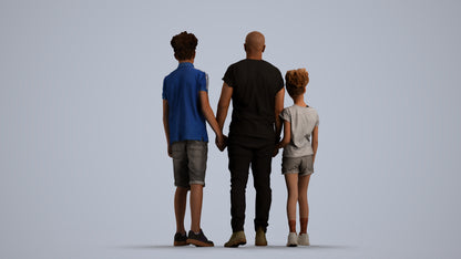 realistic 3D human girl casual kids, archviz people FBX OBJ for Blender, front view render