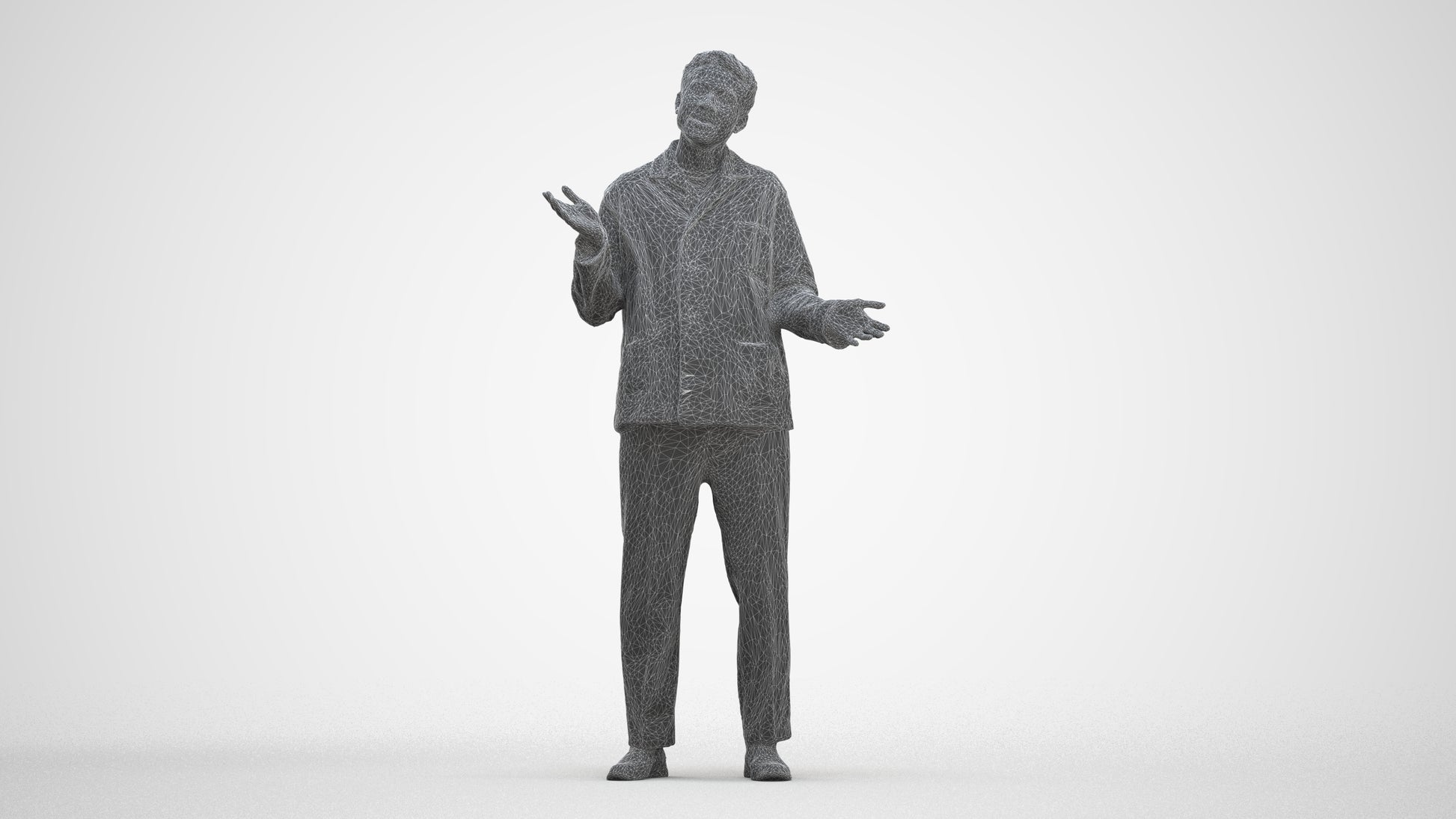 realistic 3D man casual standing, scanned archviz people for Blender and 3ds Max, three-quarter front view render