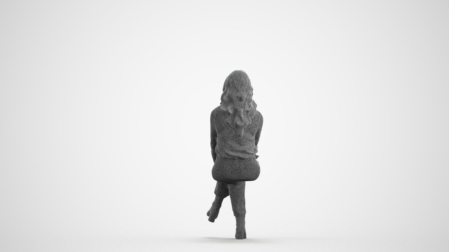 3D human model woman business formalaffairs, photogrammetry scanned person for archviz, wireframe front view