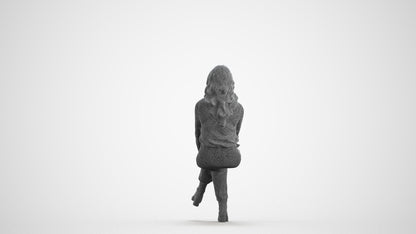 3D human model woman business formalaffairs, photogrammetry scanned person for archviz, wireframe front view