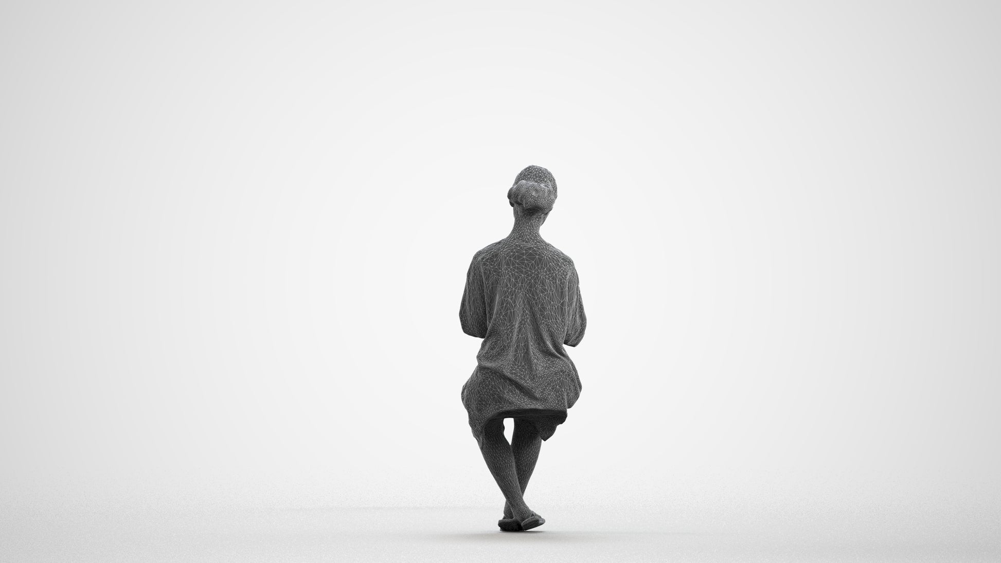 realistic 3D people girl casual kids, render-ready for V-Ray and Corona, FBX OBJ, wireframe front view