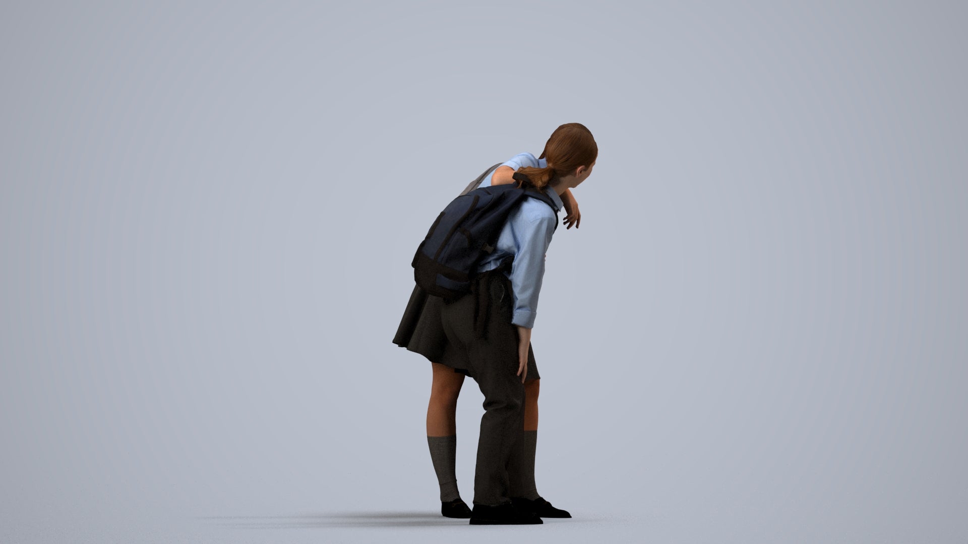 3D scanned girl kids, photorealistic archviz people for Enscape and SketchUp, side view render