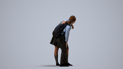 3D scanned girl kids, photorealistic archviz people for Enscape and SketchUp, side view render