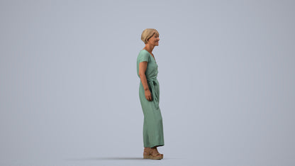 3D people model senior woman casual standing, scanned human for 3ds Max rendering, side view render