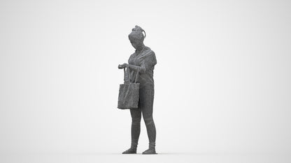 realistic 3D people woman formal shopping, render-ready for V-Ray and Corona, FBX OBJ, wireframe back view
