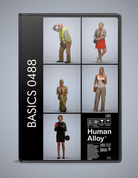 scanned 3D people standing collection, 5 photogrammetry models for Enscape and V-Ray