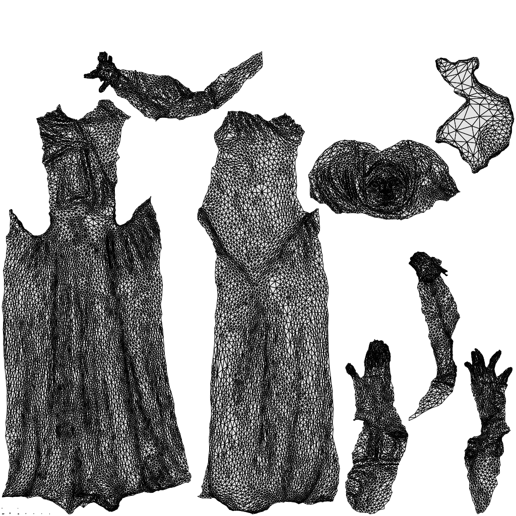 scanned 3D woman standing, photogrammetry people for Enscape and V-Ray, wireframe top-down view