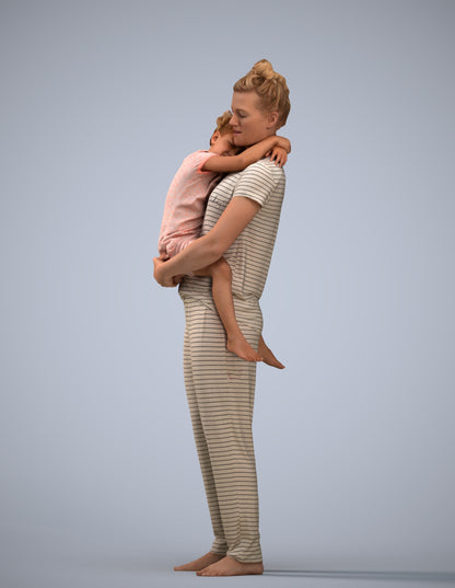realistic 3D human girl kids, archviz people FBX OBJ for Blender