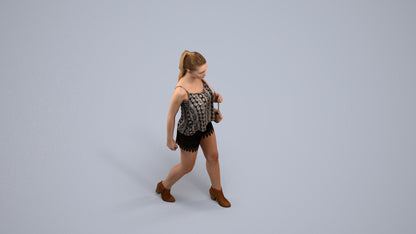 realistic 3D people girl casual walking, render-ready for V-Ray and Corona, FBX OBJ, back view render