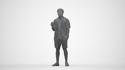 3D scanned man standing casual, photorealistic archviz people for Enscape and SketchUp, wireframe back view