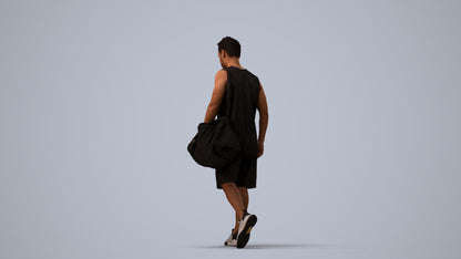 3D people model man sport, scanned human for 3ds Max rendering, three-quarter view render