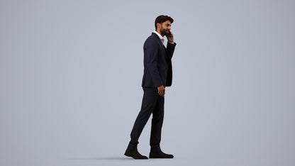 3D people model man business, scanned human for 3ds Max rendering, side view render