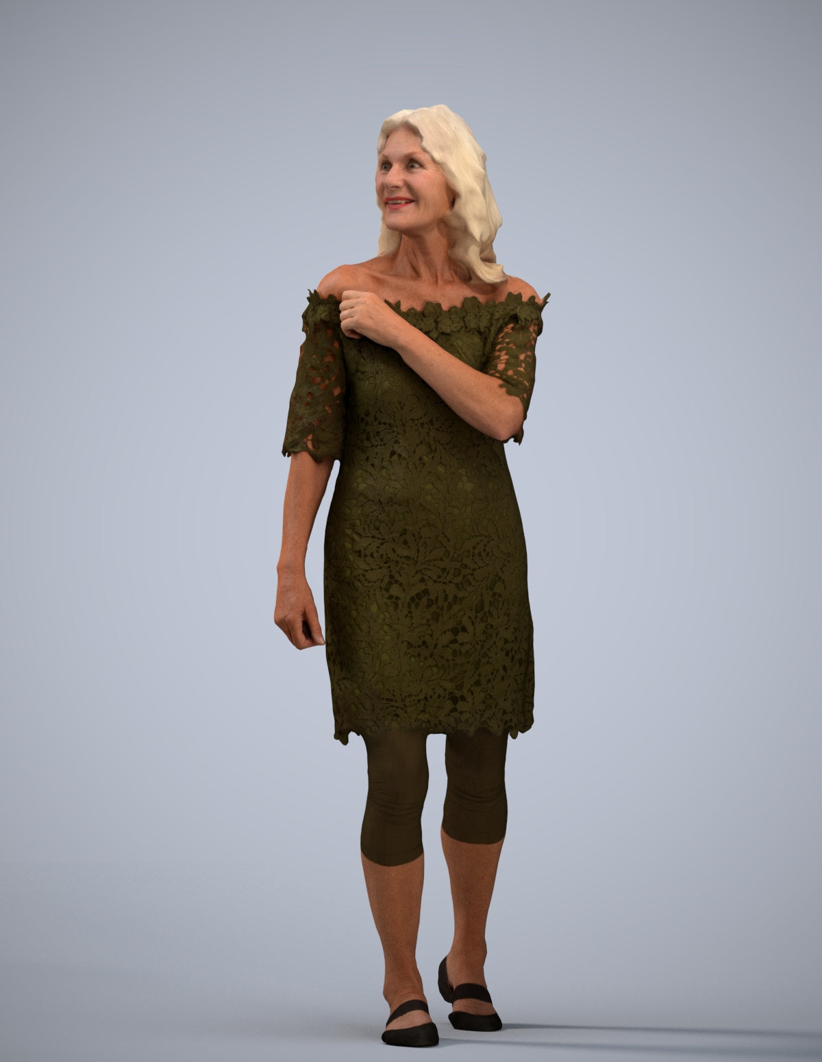 3D scanned senior woman business casual, photorealistic archviz people for Enscape and SketchUp
