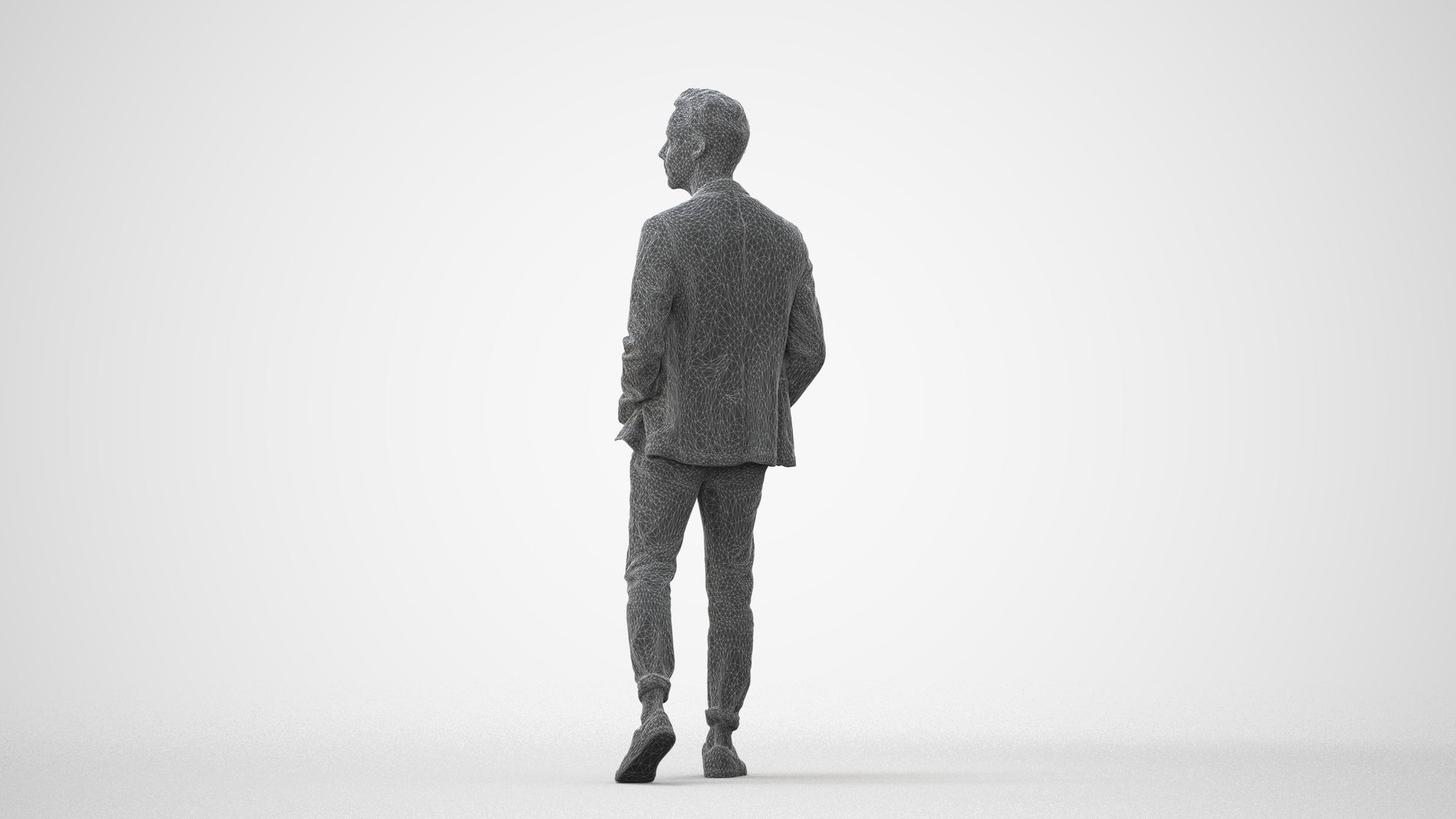 3D scanned man walking business, photorealistic archviz people for Enscape and SketchUp, square thumbnail