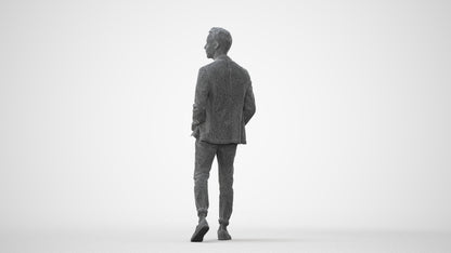3D scanned man walking business, photorealistic archviz people for Enscape and SketchUp, square thumbnail