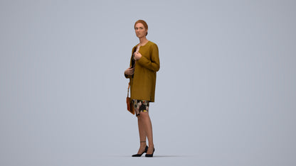3D scanned woman standing casual, photorealistic archviz people for Enscape and SketchUp, top-down view render